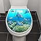 Toilettenaufkleber Toilettensitz Deckel Selbstklebend Wasserdichte PVC Badezimmer WC-Sitz Aufkleber Kreative Unterwasserwelt Stickers Oval Form Größe 35 * 40cm (SPZ-WC055)