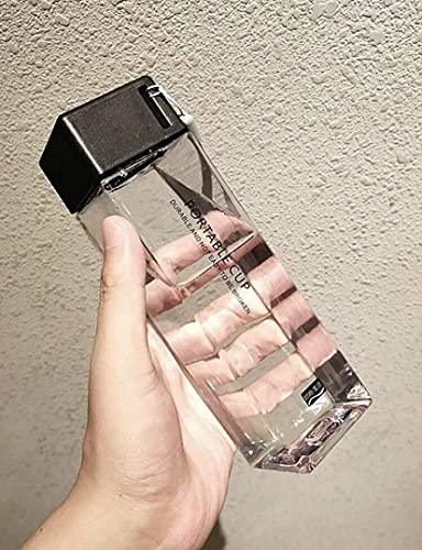 Fast Track Usa 15 Oz Portable Square Water Bottle Clear Outdoor Indoor Water Bottle Good Size For Daily Water Consumption Sport Gym Yoga Hiking Travel And Field Trip #TOP5