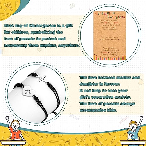 Image of Back to School Supplies, First Day of Kindergarten Bracelet, Back to School Bracelet Mommy and Me, Prek Matching Wish Bracelets Set, Adjustable Bracelet for Boys Girls Gifts Stuff Bulk