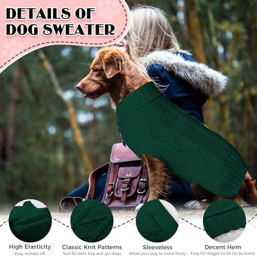 Image of Dog Sweaters for Small Medium Large Dogs Girl, Soft Warm Turtleneck Pup Dogs Shirt, Double Knitting Collar for Outdoor Playing, Warm Dog Clothes（Dark Green, 3X-Large）