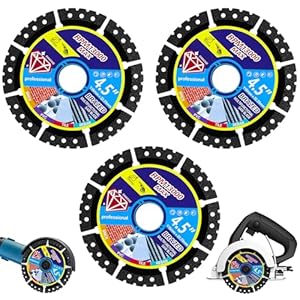 3 PcsDiamond Multi-Purpose Saw Blades, 4.5" Angle Grinder Discs for Concrete, Diamond Tile Cutting Disc for Angle Grinder Tool, Dry/Wet Segmented Diamond Saw Blades Cutting Wheel for Marble Tile Steel