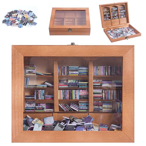 QTYWACYQ Anxiety Bookshelf Mini Books with 340 Minibooks Portable Bookshelf Stress-Relief Booksshelf Organizer with Anxiety Quotes Small Decorative Shelf for Home/Office Desk (Mini Book Display)