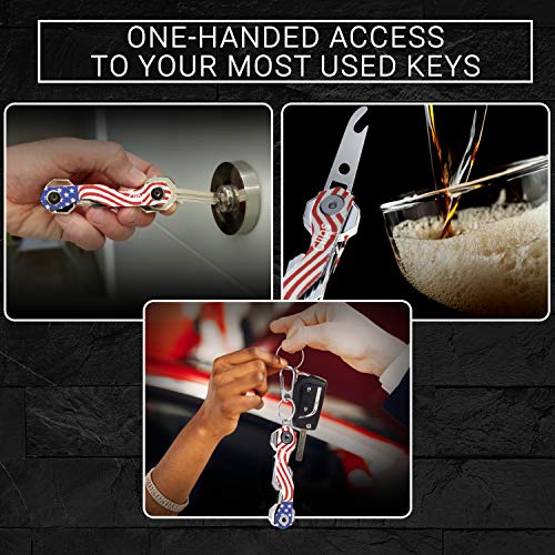 Clips Smart Compact Key Holder Keychain - Made Of Carbon Fiber & Stainless Steel- Pocket Organizer Up To 28 Keys- Lightweight, Strong Includes Bottle Opener, Carabiner & More. #TOP4