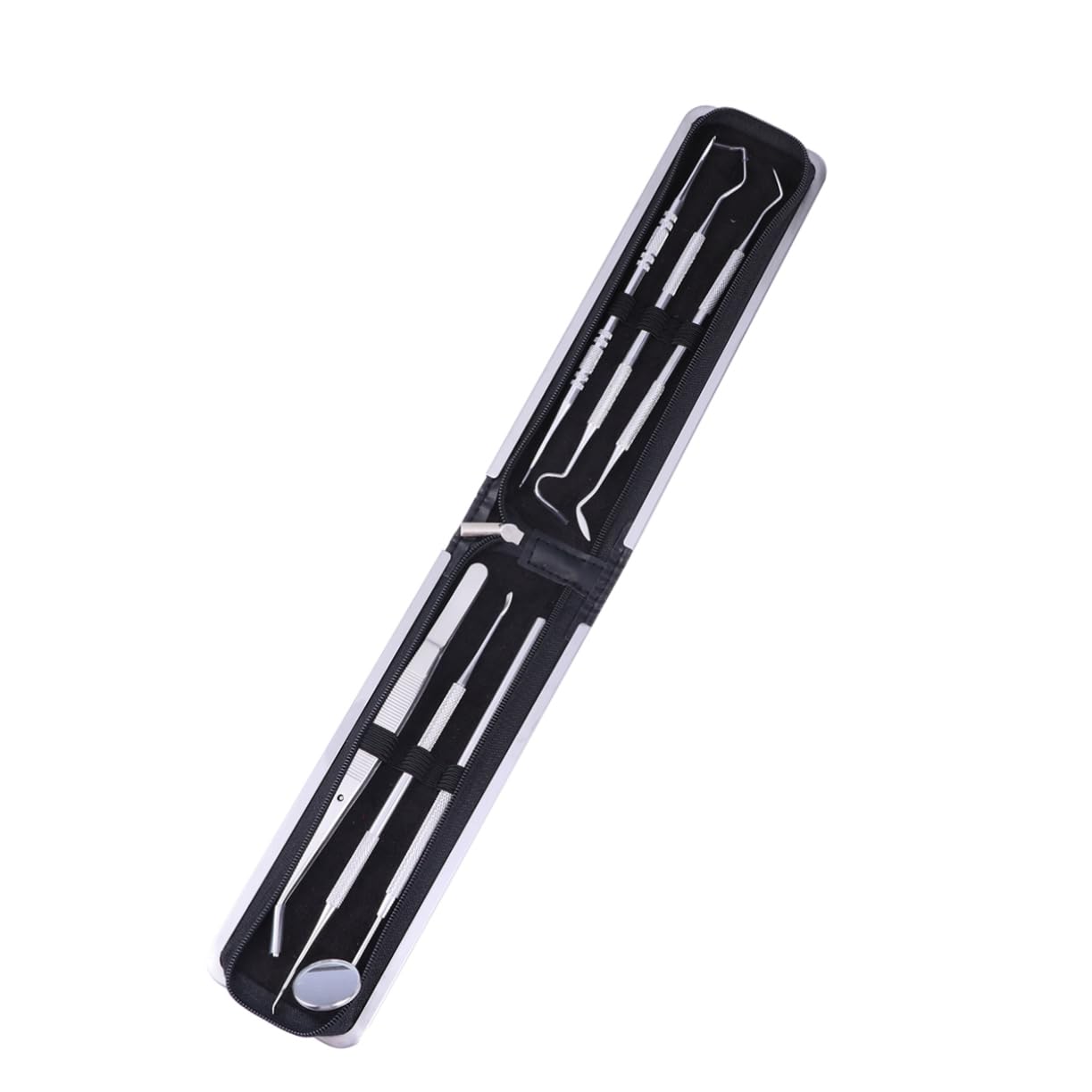 KOMBIUDA Stainless Steel Oral Cleaning Tools Dentist Grade 6 Piece Set for Home Clinical Use