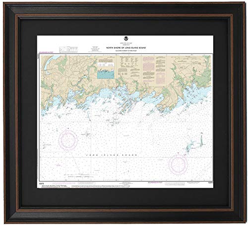 Framed Nautical Map 12373 : North Shore of Long Island Sound; Guilford Harbor to Farm Harbor- Standard Size. Handmade in USA