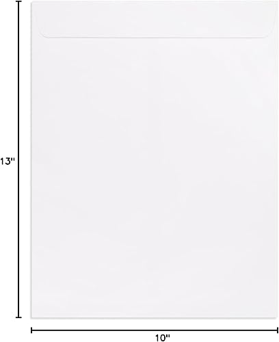 Miniatura 5 de 100 sobres de correo Blue Summit Supplies para catálogo, sello engomado, 10 x 13 pulgadas, blanco brillante, paquete de 100 unidades