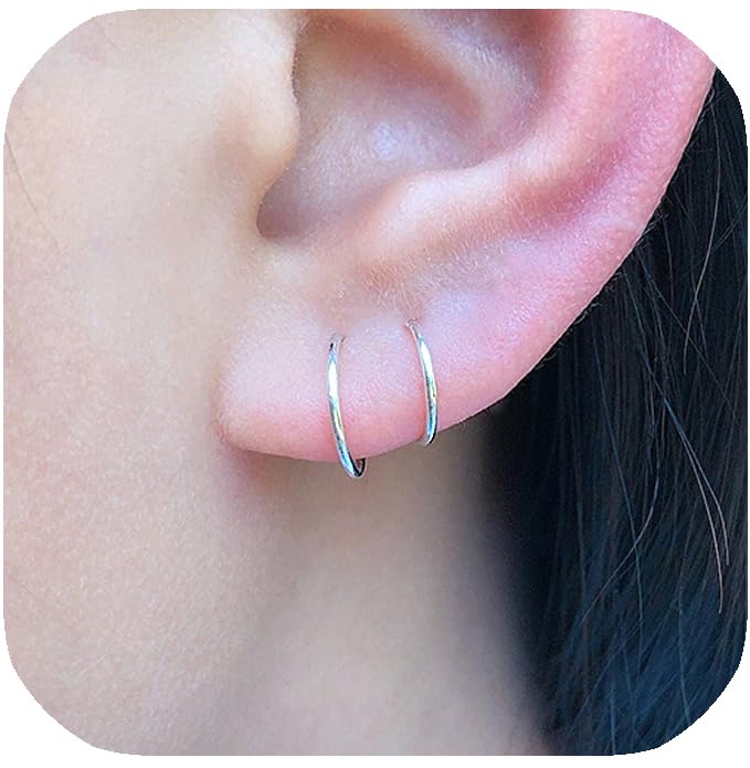 Cartilage Hoop 7mm Sterling Silver Hoop Earrings 7mm Small