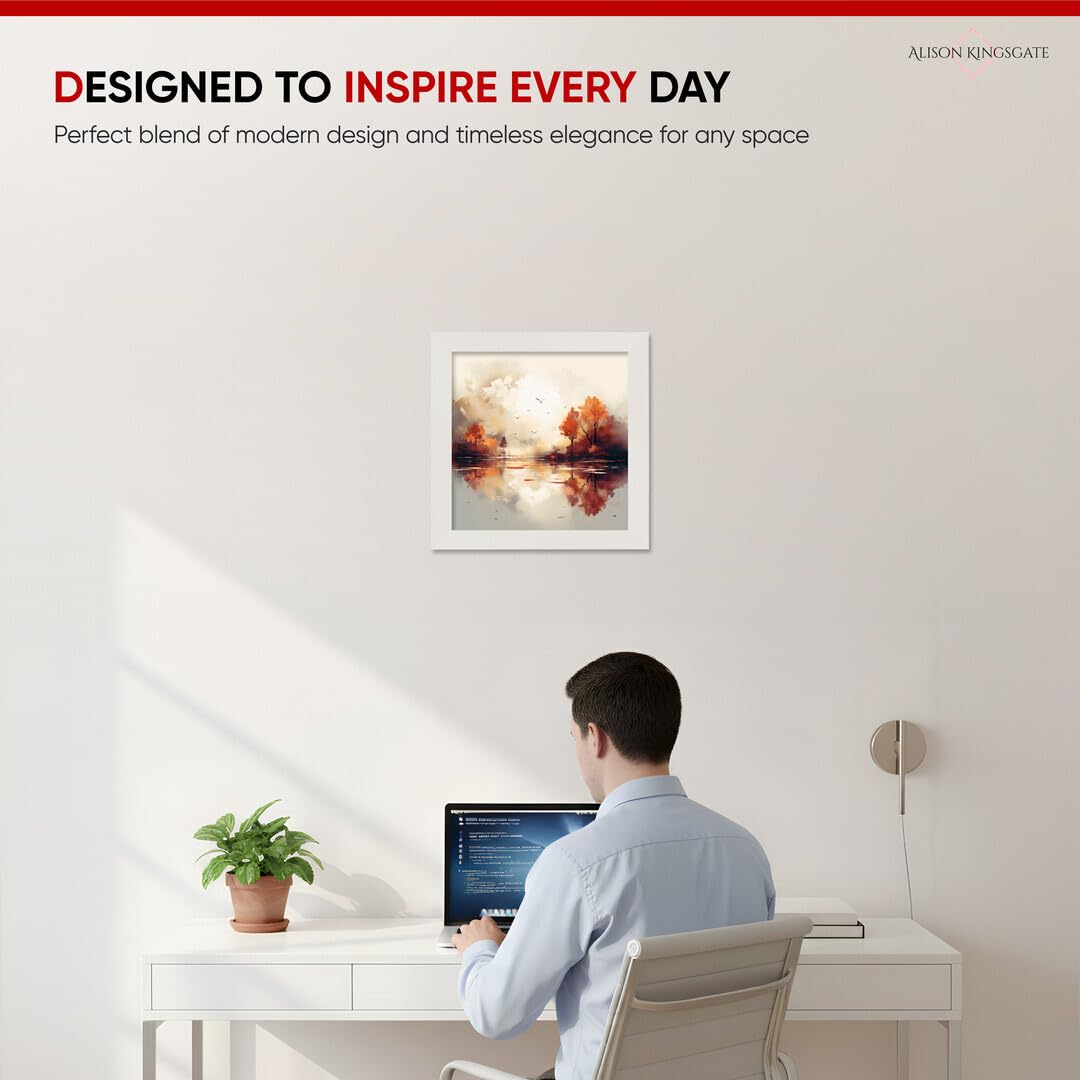 Alison Kingsgate Modern 24X24 White Picture Frames- Engineered Wood Photo Frame with Shatterproof Perspex Front- Ideal for Posters Certificates & Artwork- Wall Mount or Tabletop Display - Image 4