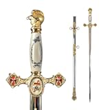 Masonic Knights Templar Ceremonial Sword Gold Fittings Red Crosses 29"