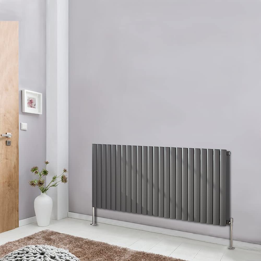 Blümme 600x1416mm Modern Oval Radiator Horizontal Designer Single Panel Radiators Bathroom Central Heating Anthracite