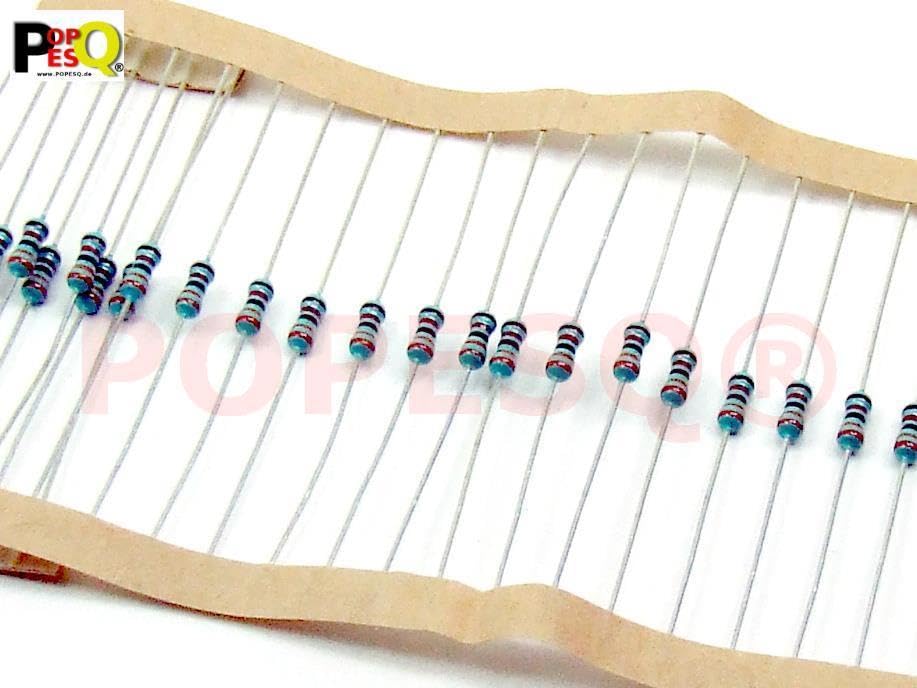 10 Stück POPESQ® Widerstand 1,2 KΩ (1K2) – 0,6 W Metallfilm, 1 % Toleranz, 2,5 X 6,8 Mm, Ersetzt 0,25 W & 0,5 W