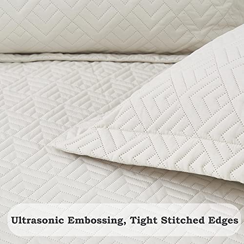 Phrixus Beige Bedspread King (118"X106") Lightweight Quilts, Summer Microfiber King Coverlet Set, Modern Style Bedding Oversized Comforters 3 Piece (1 Quilt, 2 Pillow Shams) #TOP4