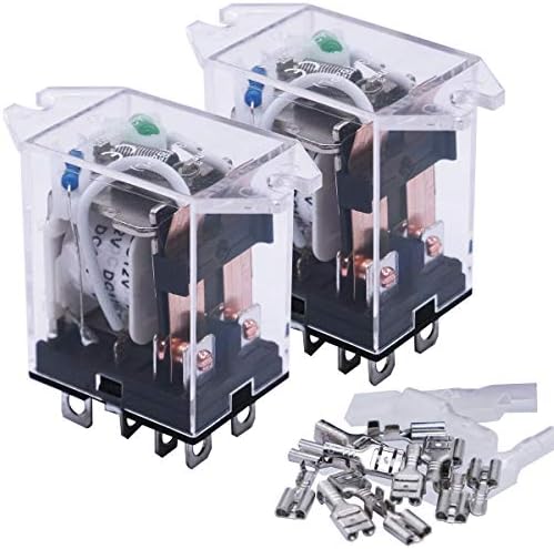 mxuteuk 2pcs DC 24V Coil Relay 8 Pin 10A DPDT LED Indicator Electromagnetic Power Relay General Purpose JQX-13F-DZ-DC24V