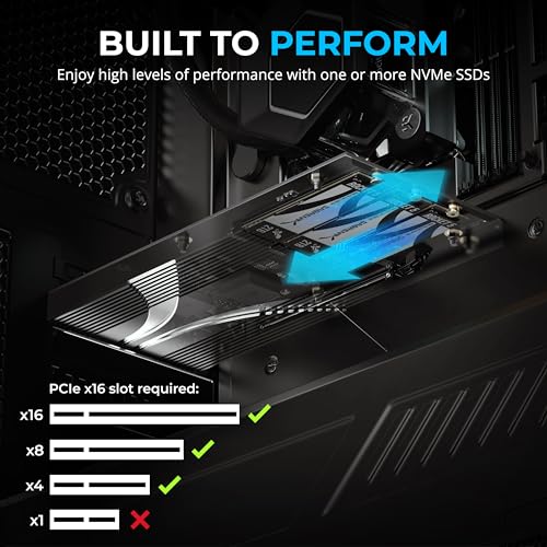 Scheda aggiuntiva PCIe 3.0 x4 con slot SSD NVMe 10GbE e 3X M.2, dissipatore di calore in alluminio senza attrezzi, supporta 2230/2242/2260/2280, nessuna biforcazione richiesta, compatibile con - Hdd - Immagine 2