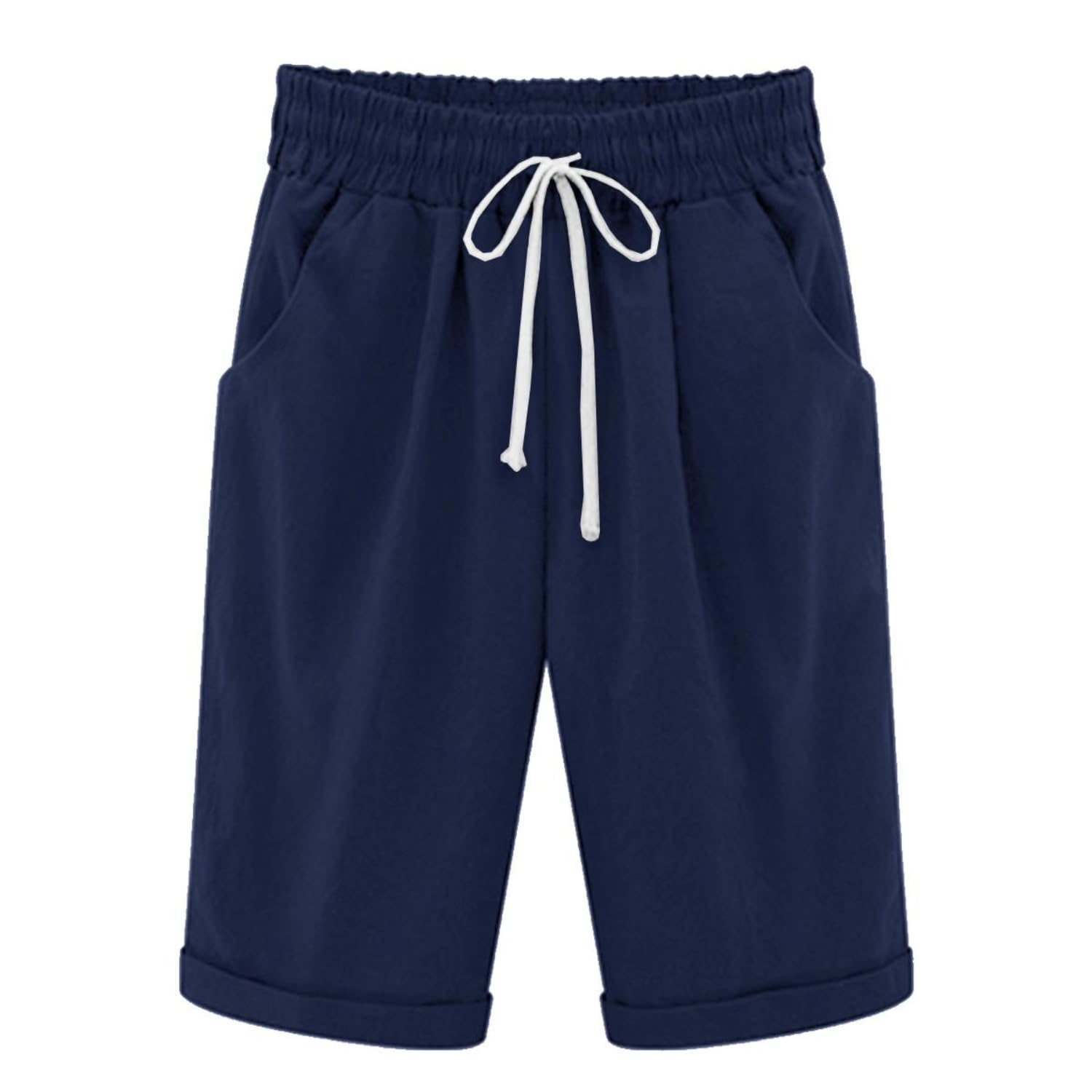 NLAND Pantalones Cortos Mujer Verano con Bolsillos Bermudas Shorts con Cordón Ajustable Pantalon Corto Deporte para Jogging Yoga Fitness