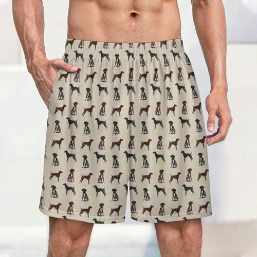 German Shorthaired Pointer Dogs Men's Satin Pajama Boxer Shorts Silk Feeling Lounge Sleep Underwear2