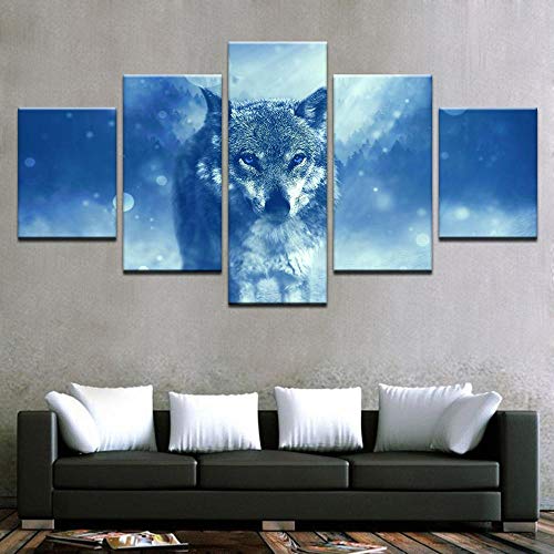 Art abstrait de loup sur toile premium pour grand salon