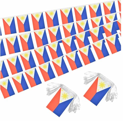 Image of 2 Pack Philippines Flag Banner String Small Mini 66 Feet 60 Pcs Philippine Hanging Flags Decoration
