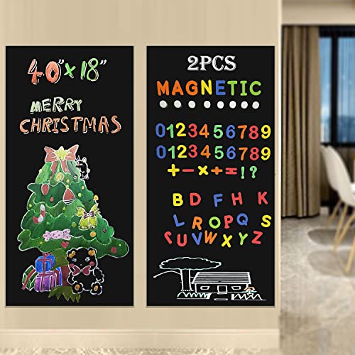 Laepow 2 Pcs Magnetic Chalkboard Contact Paper 40" X 18" Self Adhesive Chalk Board Wallpaper With 12 Color Chalk And 53 Magnetic Letters For Kids, Alternative To Magnetic Chalkboard Paint #TOP13
