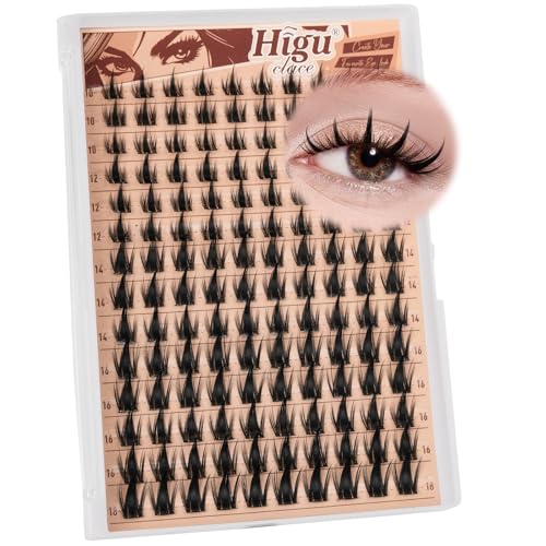 Higu clace Manga Lash Clusters 140Pcs Spiky Eyelash Clusters Anime Lash Extensions DIY at Home 10-18MM Manga Lashes Can Cosplay(Manga-DH-140Pcs)