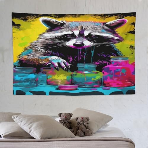 Tapisserie raton laveur 150x230cm pour habiller facilement un grand mur blanc