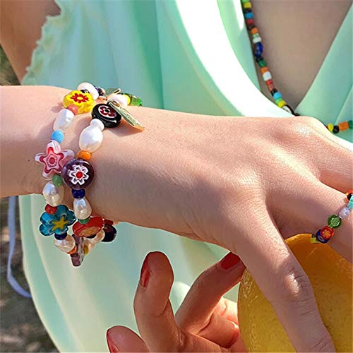 Collier perles fleurs transparentes et chaîne métal style coréen pour fête
