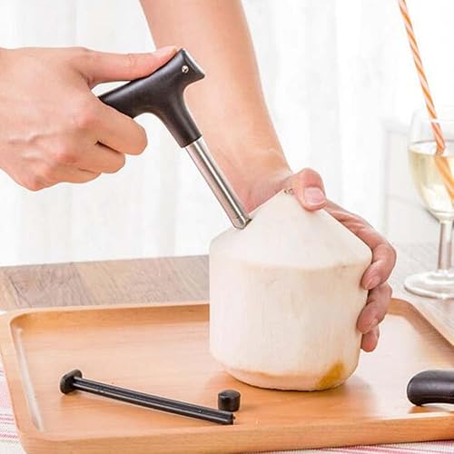 Miniatura 5 de PHILISENMALL Herramienta manual de metal para abridor de coco, diseño respetuoso con el hombre, diseño de mango, abridor de jugo de coco, portátil,