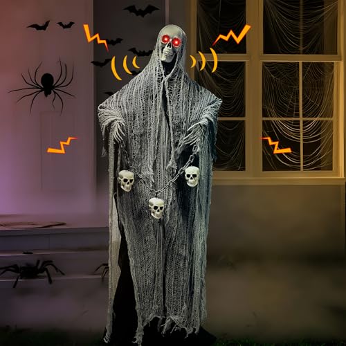 Outdoor Halloween Decorations, 71' Halloween Animatronics Decor Led Light Eyes Sound&Touch Activated...