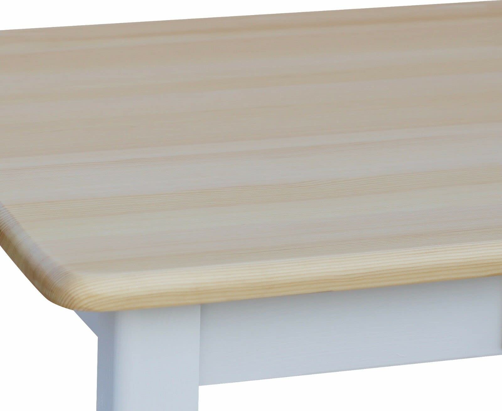 k koma - Mesa de comedor de madera maciza de pino, lacada, color: blanco/miel (60 x 100 cm)