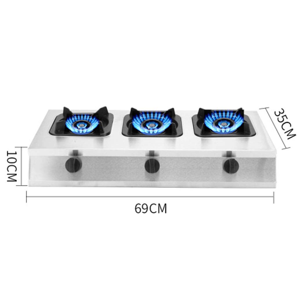 Cocina de gas con 4 quemadores – Gas LPG/NG Dual Fuel, encendido electrónico pulsado – Cocina integrada de acero inoxidable para uso doméstico y profesional