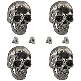 CABODYALS 1 caja de 4 remaches de Calavera de Halloween de Bronce con Tornillo, Alfileres de Aleación Gótica, Botones de Esqueleto Vintage, Remaches Decorativos de Estilo Rockero para Bolsos de Cuero,