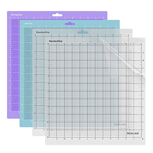 RALIKE 12 x 12 Cutting Mat for Cricut, for Silhouette Cameo (4Mats- 2 StandardGrip, 1 LightGrip, 1 StrongGrip), Gridded Adhesive Non-Slip Cut Mat Replacement Accessories Set for Craft Vinyl