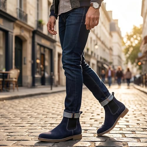 Image of Kraasa Men's Chelsea Boots for Men, Premium Vegan Leather, Fashion Ankle, Modern Casual, Smart Casual & Formal Footwear