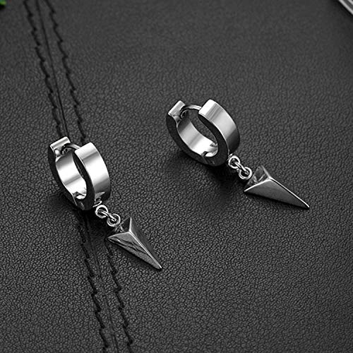 Flongo Men's Womens Punk Stainless Steel Pentacle Moon Dangle Huggie Hoops Earrings #TOP6