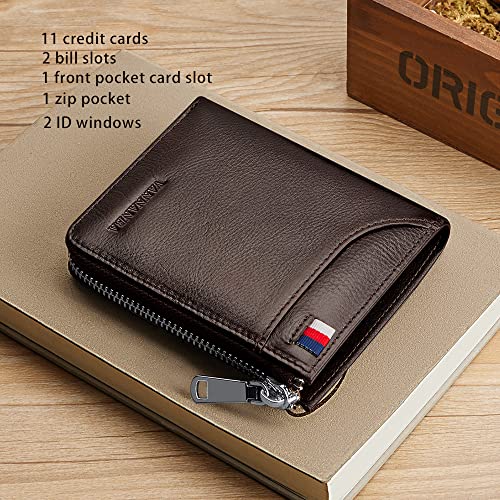 VANNANBA Wallets for Men RFID Genuine Leather Slim Mens Wallet with Front Pocket (grey)2