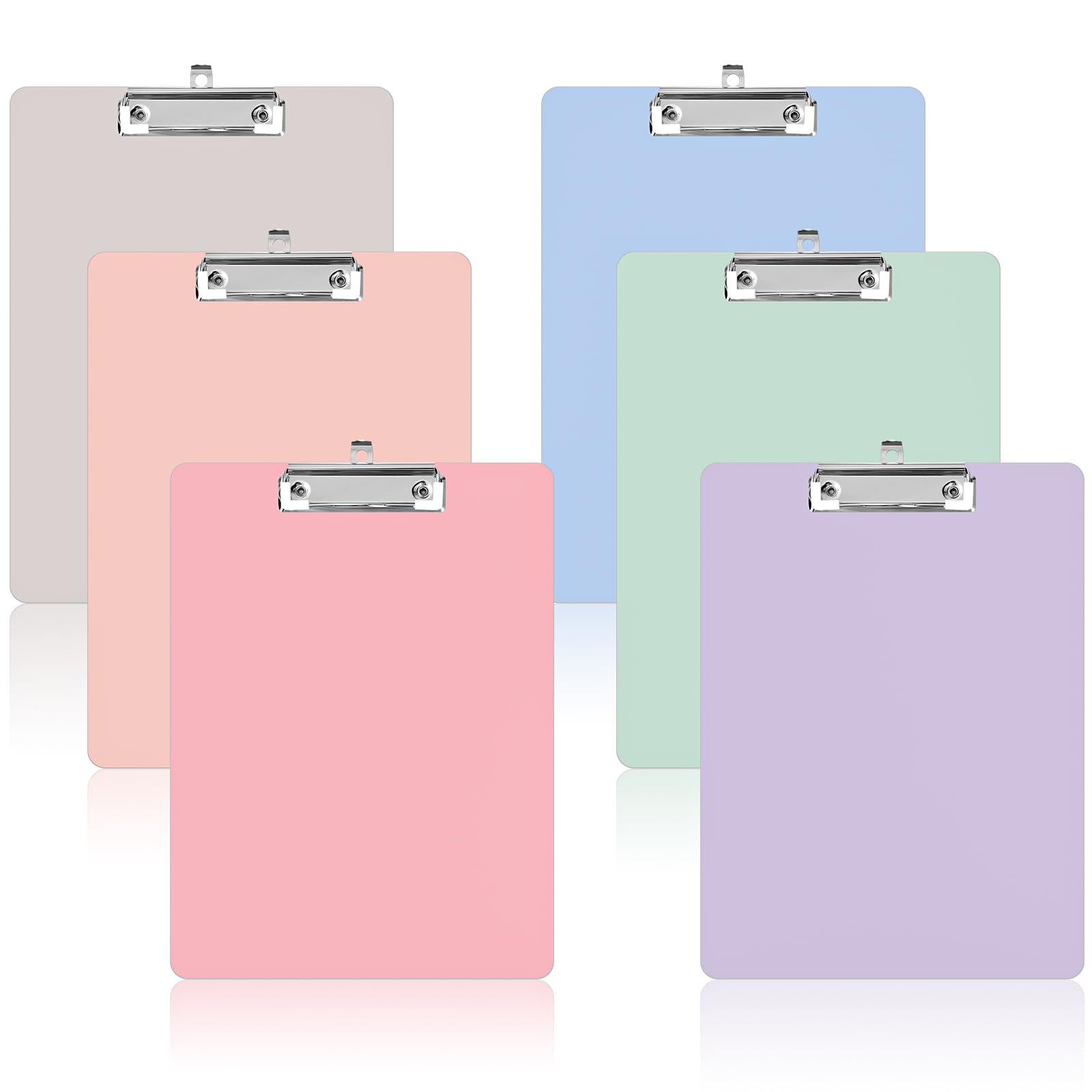 Geyoga 6 Pcs Plastic Clip Board with Low Profile Metal Clip, 12.3 x 8.9 Inch Macaron Standard A4 Letter Size Clipboard for Classrooms Nurse Clipboard for Office Supply School Students Women Restaurant