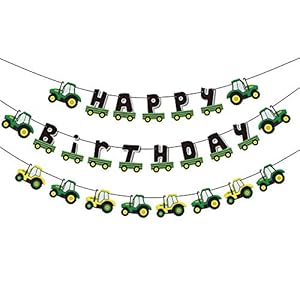 SUNBEAUTY 3 stuks tractor-verjaardagsbanner, Happy Birthday-slinger, tractor, verjaardagsdecoratie
