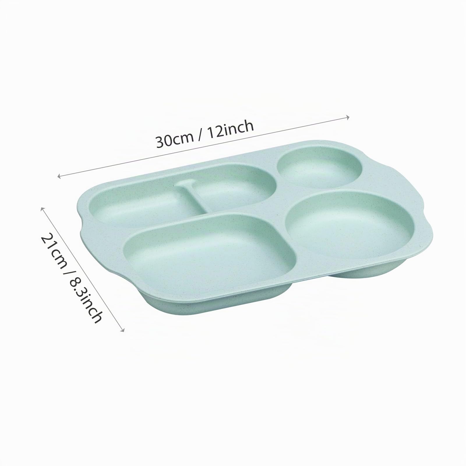 Vassoio Piatti Divisi 4 Scomparti Set 4 Pezzi, 30x21 cm | PP di Grado Alimentare senza BPA, Infrangibile e Lavastoviglie, Ideale per Campeggio e Uso Quotidiano