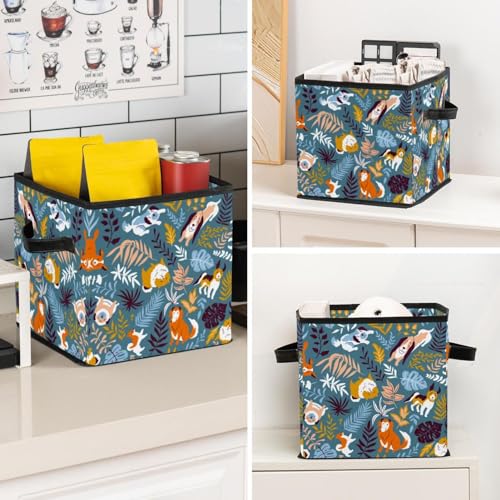 Cube de rangement en tissu durable motif chien bleu finitions soignées maison - 8