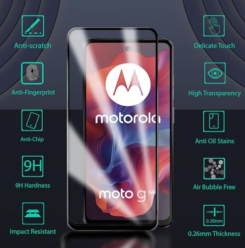 Image of Edge To Edge Screen Protector Tempered Glass For Moto G04s / Motorola G04s With Easy Installation Kit