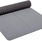 Heathyoga Eco Friendly Non Slip Yoga Mat, Body Alignment System, SGS Certified TPE Material - Textured Non Slip Surface and Optimal Cushioning, 72