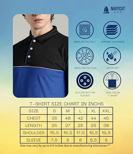 Image of Men's Polo T-Shirt | Regular Fit Short Sleeve Shirt with Collar | Solid Color Casual & Sport Polyester Top for Men | Machine Washable