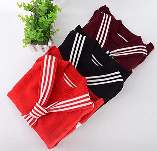 Girls 100% Cotton "Striped Tie" Long Sleeve Pullover Sweater3