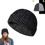 Flex Beanie 2.0, gorro Flex 2.0 2024, unisex, gorro reflectante Weflexus, para paseos nocturnos de invierno, Negro -, talla única