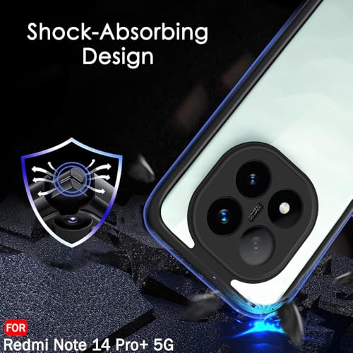 Image of TheGiftKart Hybrid Shockproof Back Cover Case for Mi Redmi Note 14 Pro Plus 5G | Camera Protection Module | Crystal Clear Hard Back Cover Case (PC & TPU, Transparent Clear Back, Black Sides)