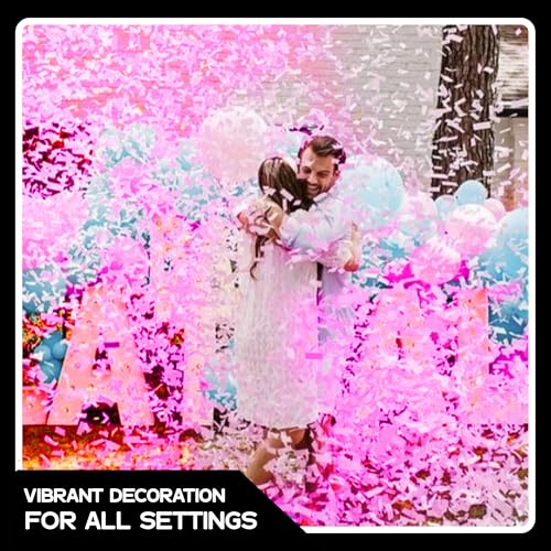 Image of Ultimate Confetti, Pink Biodegradable Confetti - Rectangular Fluttering Tissue Paper Confetti for Cannon and Launcher use - Best for Gender Reveal, Wedding, Parties, and Live Events - 1 lb, 16 oz