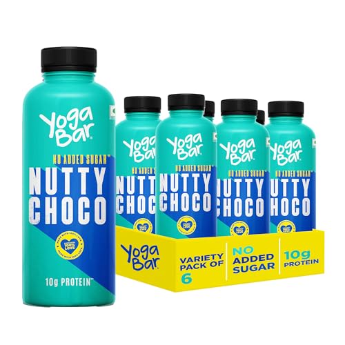 Image of Yogabar 10g Protein Shake | Nutty Choco | No Added Sugar| High Protein Drink | Source of Fibre, Rich in Calcium | No Preservatives or Artificial Flavours 180ml, Pack of 6