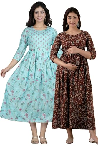 Image of Women's Maternity Kurti for Feeding Zippers |Easy Breastfeeding Kurti for Nursing Pre and Post Pregnancy (Combo of 2 Kurti)