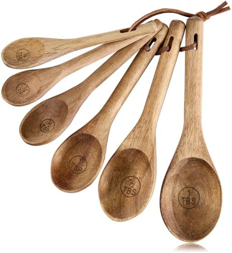6pcs Measuring Spoons Set, Natural Acaci...