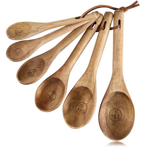 6pcs Measuring Spoons Set, Natural Acaci...